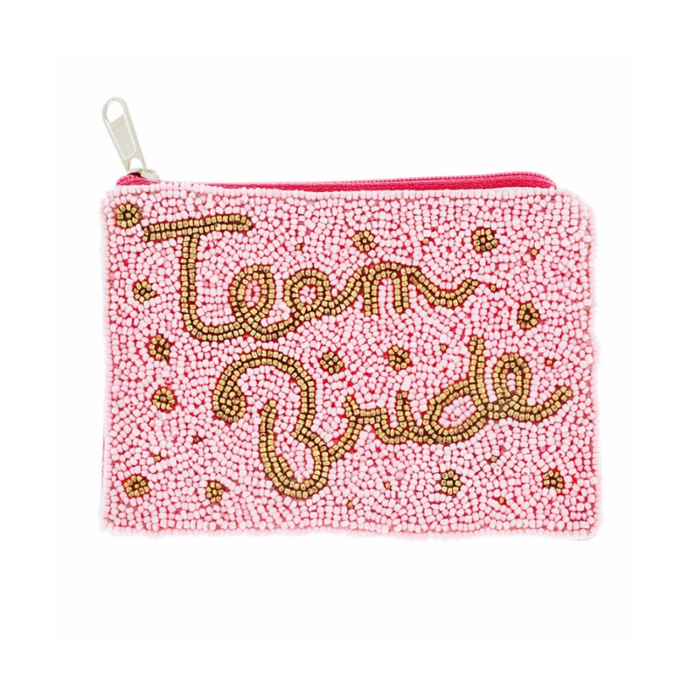 Team Bride Beaded Coin Bag | Pink & White